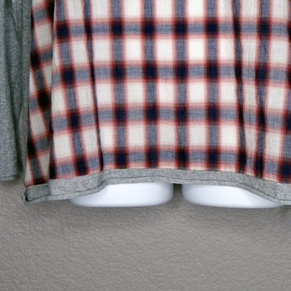 Easel Los Angeles Oversized Plaid long sleeve gray top/ t-shirt size Small - Picture 3 of 7